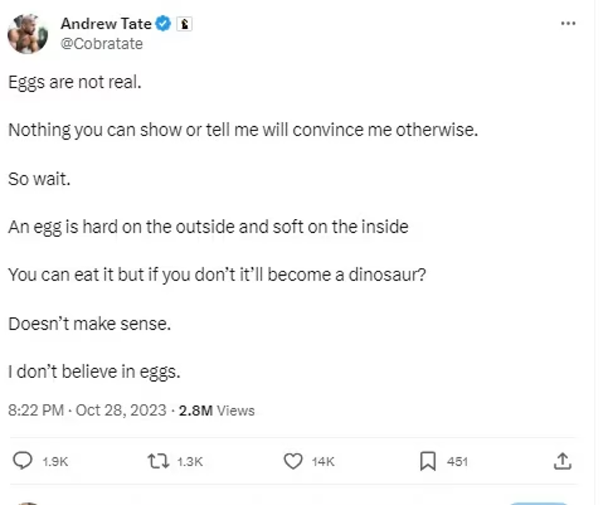 filmiii-Millionaire Influencer Andrew Tate Sparks Controversy By Claiming 'Eggs Are Not Real